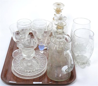 Lot 279 - A group of 19th century and later glass to include decanters; commemorative goblets etc