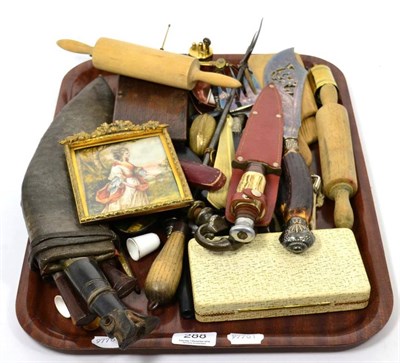 Lot 288 - Miscellaneous collectables to include a Kukri; cheroot holders; Key corkscrew; Ronson lighter;...