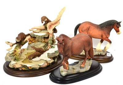 Lot 296 - Country Artists otter group ''Winter Sanctuary'', model no. CA632 by Keith Sherwin and two...