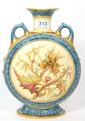 Lot 313 - A Royal Worcester circa 1889 moon flask