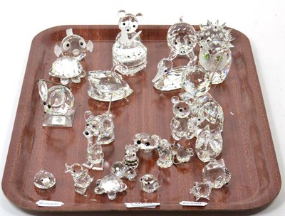 Lot 328 - A collection of Swarovski crystal models, to include bears; mice; owls; swans; cats etc