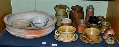 Lot 334 - A collection of studio pottery and a large shallow bowl