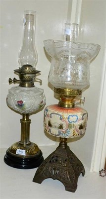 Lot 340 - Two Victorian oil lamps