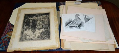 Lot 401 - A folio of assorted engravings and etchings including selection of pencil signed drypoint...