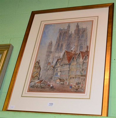 Lot 1009 - Manner of Dibben, Cathedral, watercolour, indistinctly signed with initials and dated 1906