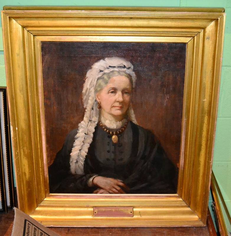 Lot 1029 - English School (19th century) Portrait of Miss Elizabeth Rawson, indistinctly signed, oil on...