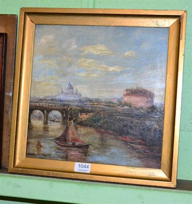 Lot 1044 - Manner of James Holland (18th/19th century) View down the Tiber towards St Peters, oil on board