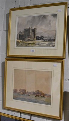 Lot 1063 - Fred Lawson (1888-1968) ''Winter Castle Bolton'', signed and inscribed watercolour, together with a