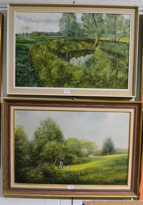 Lot 1067 - Geoffrey Wright (20th century) River Edge and Early Wheat' signed and dated May '76, oil on...