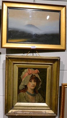 Lot 1078 - Frank Holmes, Dartmoor landscape, gouache, signed; and Arthur E Turner, Study of a girl wearing...