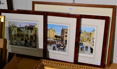 Lot 1083 - Margaret Loxton ''Arles Market'', signed artists proof; together with a set of four signed...