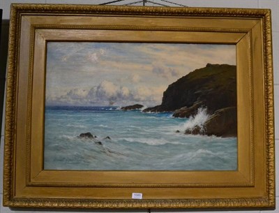 Lot 1085 - Reginald Aspinwall (19th century) Rock coastline, signed and dated 1884, oil on canvas