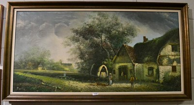 Lot 1088 - French School, 20th Century, Signed Bailie, Village scene, acrylic on canvas