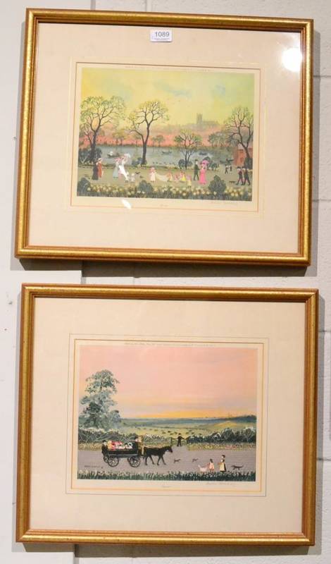 Lot 1089 - After Helen Bradley ''Summer'' signed print; together with a further signed print by the same...