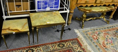 Lot 1153 - A white painted cast iron cot together with commode stool and a mirrored firescreen (3)