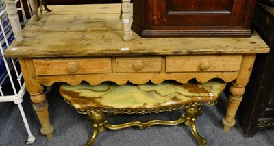 Lot 1154 - A Victorian pine three drawer dresser base