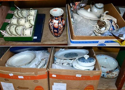 Lot 1245 - A Japanese eggshell teaset; a Wedgwood & Co part dinner service; and a Pontesa ironstone part...