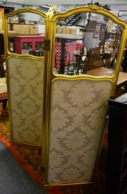 Lot 1274 - A gilt and upholstered three fold screen