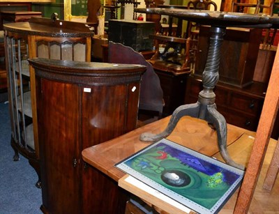 Lot 1288 - An early 20th century mahogany Chippendale style demi-lune display cabinet with blind fret...