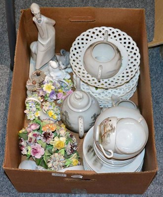 Lot 1291 - Various ceramics including Lladro; hand painted dessert service; Japanese service etc (one box)