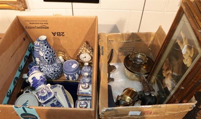 Lot 1322 - Assorted items including brass and copper; Ringtons and other china; Halcyon Days box; Wedgwood...