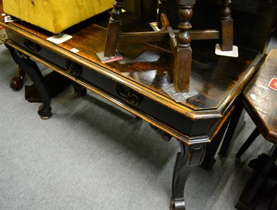 Lot 1356 - An oak serving table on cabriole support  Reputedly made from pews from Shakespeare's Church - Holy