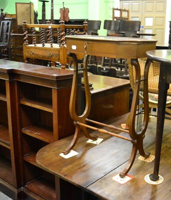 Lot 1368 - An Edwardian line inlaid bijouterie table with lyre supports