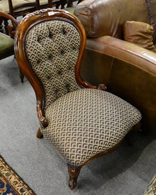 Lot 1397 - A late Victorian balloon back upholstered nursing chair