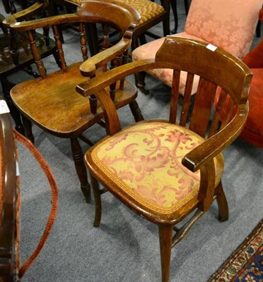 Lot 1411 - A 1930s oak office armchair