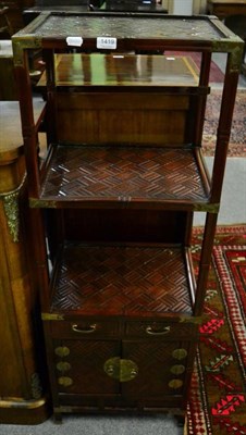 Lot 1419 - A 20th century Oriental whatnot with base cupboard