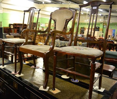 Lot 1427 - Five chairs to include a pair of late Georgian mahogany dining chairs; a pair of Edwardian...