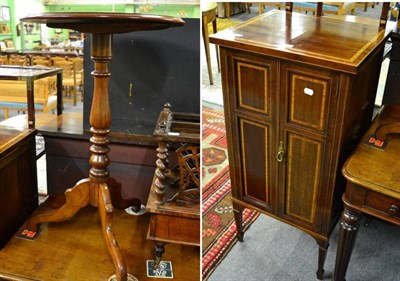 Lot 1429 - An Edwardian mahogany and satinwood banded two door music cupboard; and a Victorian mahogany...