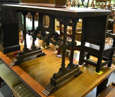 Lot 1451 - A Victorian oak Gothic revival side table, on spindle turned legs