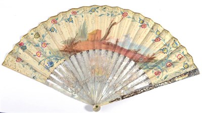 Lot 4 - A Slender Mid-18th Century Mother-of-Pearl Fan, the sticks carved, pierced, silvered and...