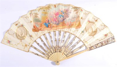 Lot 9 - The Judgement of Paris: A Late 18th Century Ivory Fan, probably Dutch, the monture pierced and...