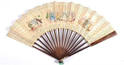 Lot 16 - Penitent Lisa, A Tragedy: A French Fan, circa 1770, the double paper leaf mounted on darkly stained