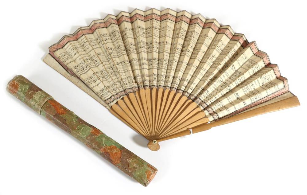 Lot 19 - A Late 18th/Early 19th Century Printed Fan, ''New Country Dances'', the double paper leaf...
