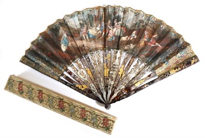 Lot 23 - A Good 18th Century Fan, with tortoiseshell guards and gorge sticks in pairs alternating...