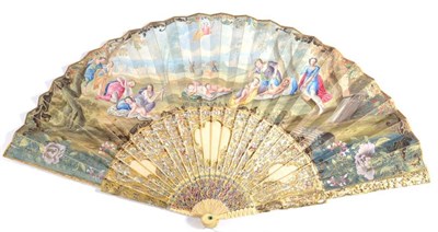 Lot 36 - A Fine Mid-18th Century Ivory Fan, the monture minutely carved and pierced with cherubs and...