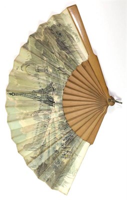 Lot 46 - An Early 19th Century Pale Horn Brisé Fan, slightly gilded, the sticks with pointed tips, and...