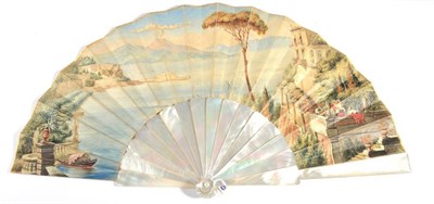 Lot 61 - A Wedding Fan, bearing the date of August 1st 1878, the double velum leaf mounted on white...
