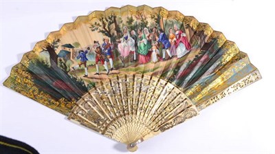 Lot 62 - An Ivory Fan Circa 1830's, the ivory monture pierced, silvered and gilt, with mother-of-pearl thumb