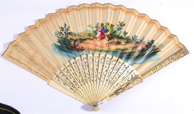 Lot 62 - An Ivory Fan Circa 1830's, the ivory monture pierced, silvered and gilt, with mother-of-pearl thumb