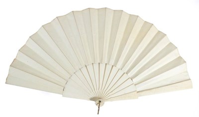 Lot 80 - A Late 19th Century Bone Fan, the monture relatively plain save for some shaping to the tips of the