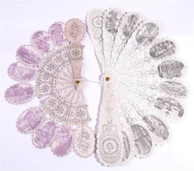 Lot 81 - A 19th Century Printed Card Brisé Fan, designed with eight inner sticks each with a view of...