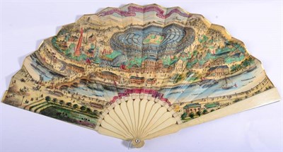 Lot 84 - Paris 1867, A Fan, with double paper leaf mounted on bone, commemorating the Exposition...