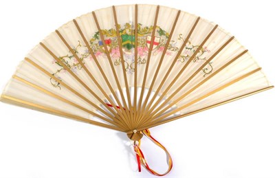 Lot 95 - The Worshipful Company of Fan Makers: A Late 19th Century Cream Gauze Fan, mounted on simple wooden