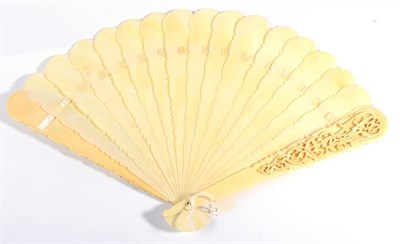 Lot 103 - A Circa 1880 Ivory Brisé Fan, with sixteen inner sticks and two guards, the upper guard deeply...