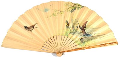 Lot 116 - Felix Gardon: A Circa 1930's Fan, with bamboo guards and lacquered gorge, a painted paper leaf...