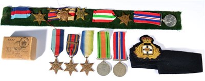 Lot 1 - A Second World War RNVR Group of Five Medals, of 1939-45 Star, Atlantic Star with clasp FRANCE...